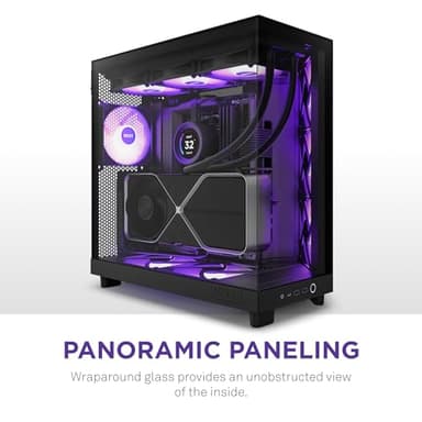 NZXT H6 Flow RGB Mid-Tower Airflow Case with 3 RGB Fans, Panoramic Glass Panels, Cable Management - Black - Image 2