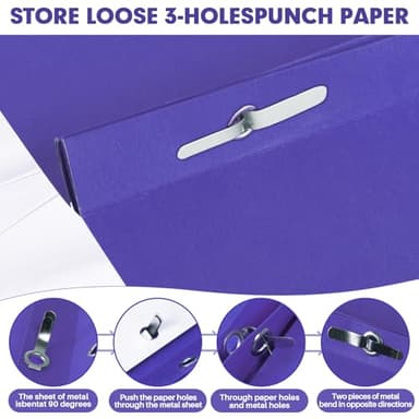 Two Pocket Folders, RAZCC 75 Pack Two Pocket Folders with Prongs, 3 Prong Folders Fit Letter Size Paper, Pocket File Folders for School Office Home Business, Purple - Image 5