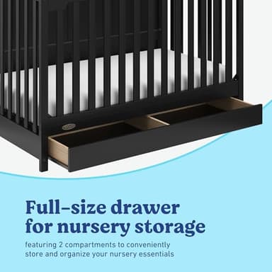 Graco Hadley 5-in-1 Convertible Crib with Drawer (Black) – Combo, Includes Full-Size Nursery Storage, Converts from Baby Crib to Toddler Bed, Daybed - Image 6