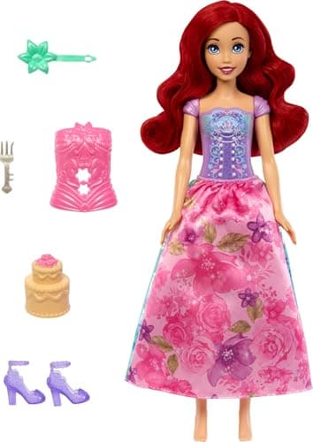 Mattel Disney Princess Ariel Fashion Doll Set, Spin & Reveal with 11 Surprises Including 5 Accessories, 5 Stickers & Play Scene, Inspired by Movie - Image 7