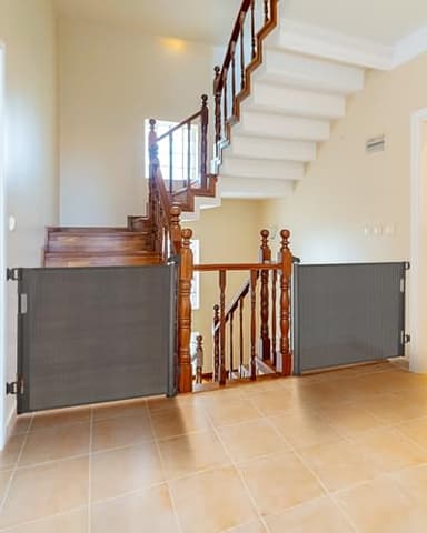 2 Pack Retractable Baby Gate,Mesh Baby Gate or Mesh Dog Gate,33" Tall,Extends up to 55" Wide,Child Safety Gate for Doorways, Stairs, Hallways, Indoor/Outdoor（Grey,33"x55" - Image 2