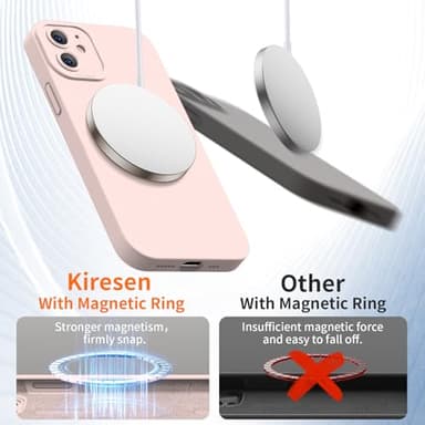 Kiresen Designed for iPhone 12 Mini Case with Screen Protector - Upgraded Camera Protection - Wireless Charging Compatible - Silicone Protective Phone Case 5.4" for Men Women Girls - Light Pink - Image 3