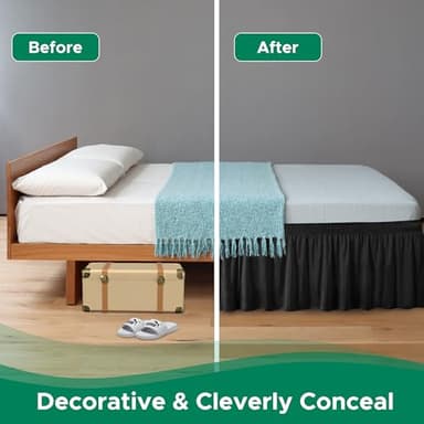 Biscaynebay Wrap Around Bed Skirts for Twin & Twin XL Beds 15" Drop, Black Adjustable Elastic Dust Ruffles Easy Fit Wrinkle & Fade Resistant Silky Luxurious Fabric Machine Washable - Image 7