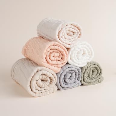 Konssy Muslin Baby Burp Cloths 6 Pack, Soft Absorbent 100% Cotton Burping Clothes for Newborns, Baby Boys and Girls, Unisex - Image 7