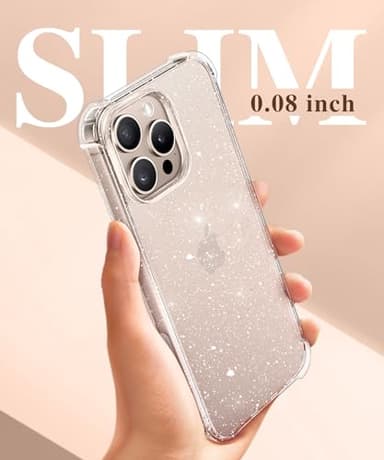 GVIEWIN for iPhone 16 Pro Case, with Screen Protector & Camera Lens Protector [Not Yellowing] Floral Slim Shockproof Protective Clear Flower Women Phone Cover 6.3'' (Twinkle Clear) - Image 8