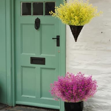 XEOLIAN Artificial Plants, 12 Bundles Outdoor Fake Plants Spring Summer UV Resistant Faux Greenery Shrubs Indoor Outside Porch Garden Patio Window Box Decor (Magenta) - Image 4