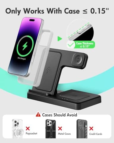 Wireless Charger iPhone Charging Station: 3 in 1 Charger Stand Multiple Devices for Apple - iPhone 16e 16 15 14 Pro Max 13 12 11 - Watch 10 9 8 7 6 5 4 3 2 SE and Ultra Series - Airpods 4 3 2 Pro - Image 3