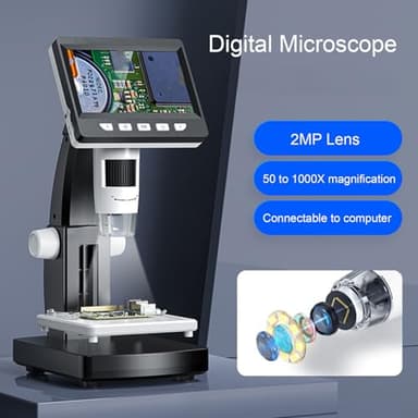Digital Microscope, 1080P 2MP HD LCD Screen 50-1000X Magnifier Camera with 8 LED Lights, 32GB SD Card - Model DM4 Lite, for Circuit Board Inspection, Jewelry Examination - Image 7