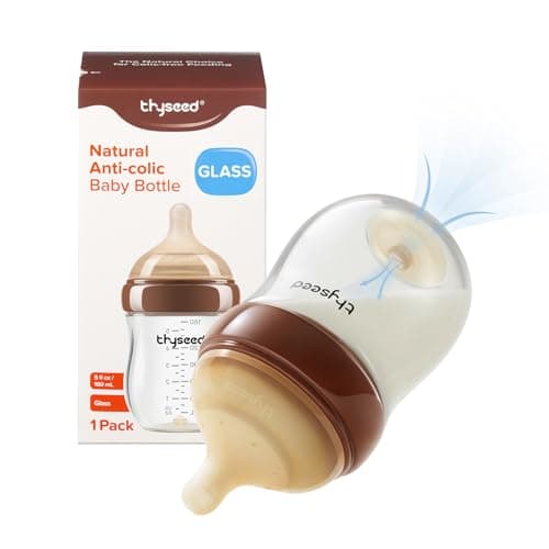 Thyseed Glass Natural Anti-Colic Baby Bottles | Newborn Breast Like Nursing Bottle for Breastfed Babies with Nipple(0-1 Months),5oz,1pack - Image 1