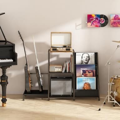 Wisdom Star Guitar Stand for Multiple Guitars with Amp Shelf and Table, 3-layer Vinyl Record Storage Rack, Display Rack for Music Room - Image 6