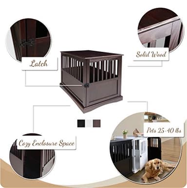 Casual Home Wooden Large Pet Crate, End Table, Espresso, 24 x 36.5 x 29.5 in - Image 3