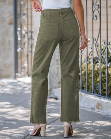 GRAPENT Green Pants Women's Jeans Womens Fashion Country Concert Outfits Olive Green Size S/4/6 - Image 2