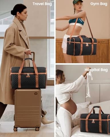 LOVEVOOK Extra Large Travel Duffle Bag, Weekender Bags For Women, Carry On Personal Item Travel Bag For Airplanes, Overnight Bag Hospital Bag for Labor and Delivery, Gym Duffel Bag, 3Pcs - Image 6