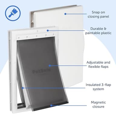 PetSafe Extreme Weather Aluminum Pet Door - Energy-Saving Thermal Barrier Pet Flap with Slide-in Door Locking & Secure Flap Cover - Plastic Frame - for Dogs Up to 220 lb - Large - Image 4