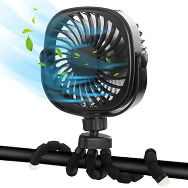 DR.PREPARE Stroller Fan, Portable Handheld Clip On Fans, Personal Desk Baby Fans with Flexible Tripod, 3 Speed Settings, 360ºRotation, USB Fan for Stroller, Camp, Car, Travel, Gym - Image 1