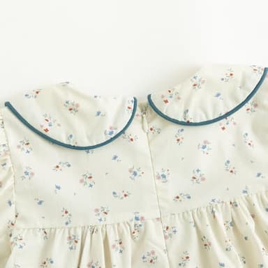 Curipeer Little Baby Girls Floral Short Sleeve Casual Dress Peter Pan Collar Toddler Ruffled Zip Up Playwear Dress for Autumn and Spring 7T - Image 5