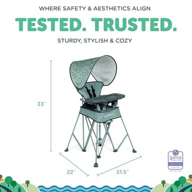 Baby Delight Go with Me Uplift Deluxe Portable High Chair | Travel High Chair | Sun Canopy | Indoor and Outdoor | Green Garden - Image 4
