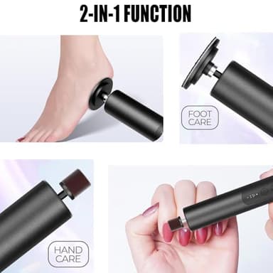 Cordless Electric Callus Remover for Feet with Nail File Sander 2 in 1 Rechargeable Foot File Grinder for Dead Skin Crack Dry Calluses with Sandpaper Disk 6 Speed Adjustable - Image 3