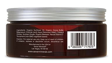 Seven Minerals, Natural Magnesium Cream for Pain Calm, Leg Cramps, Sleep & Muscle Soreness With Moisturizing Organic Cocoa Butter & Vitamin E - No Harmful Ingredients USA Made Safe for Kids (8 fl oz) - Image 6