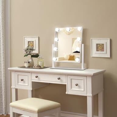 VoxZypher Hollywood Vanity Makeup Mirror with Lights - 9 LED Bulbs, Touch Control, 3 Colors Light, 360° Rotation, Light Up Vanity Mirror for Dressing Room & Bedroom - Image 6