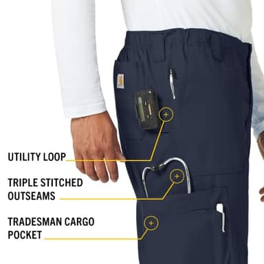 Carhartt Scrubs C54108 Men's Classic Fit Ripstop Boot Cut 8-Pocket Cargo Pant - X-Large - Navy - Image 3