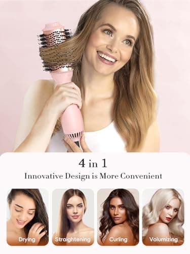 LANDOT Hair Blow Dryer Brush: One-Step Hot Air Brush with 60mm Oval Barrel - 4 in 1 HairDryer Styler and Volumizer for Drying Straightening Curling Volumizing Hair Fight Frizz and Add Volume - Image 3
