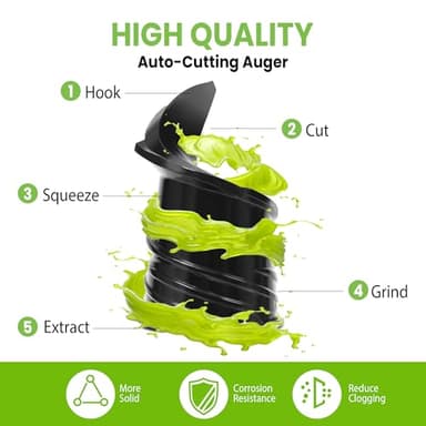 Cold Press Juicer, 6.5" Extra Large Feed Chute Juicer Machines, 350W Slow Masticating Juicer Machines with High Juice Yield for Whole Vegetables & Fruits, BPA Free, Titanium Gray, Easy to Clean - Image 5