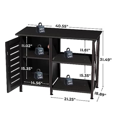Herture 40-50 Gallon Fish Tank Stand, Aquarium Stand with Cabinet Accessories Storage, Heavy Duty Metal Frame, 40.55" L*18.89" W Tabletop, 850LBS Capacity, Black PG02YGB - Image 7