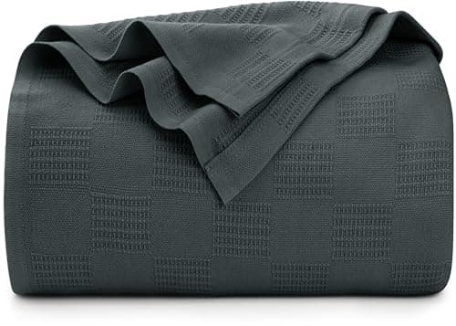 Utopia Bedding Smoke Gray 100% Cotton Blanket [Twin Size - 90x72 Inch] 350GSM Lightweight, Soft and Breathable Thermal Dorm Bed Blanket for All Seasons - Image 1