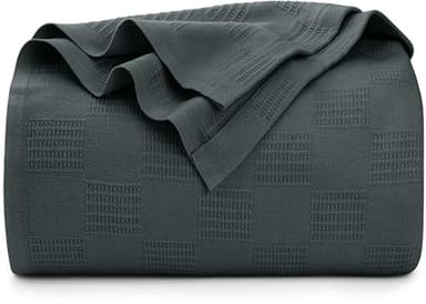 Utopia Bedding Smoke Gray 100% Cotton Blanket [Twin Size - 90x72 Inch] 350GSM Lightweight, Soft and Breathable Thermal Dorm Bed Blanket for All Seasons - Image 1