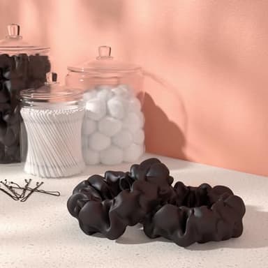 Amazon Basics Satin Scrunchies Black Hair Ties, Pack of 8 - Image 3