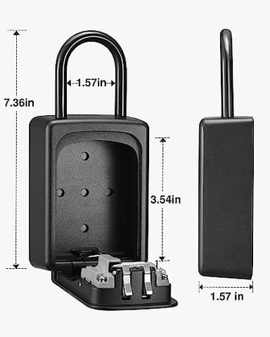 Puroma Lock Box, Large Key Lock Box Resettable Combination Lockbox, Portable Wall Mount Lockbox Security Safe Box for Outside Outdoor Home Office Door Handle House Key, Pure Black (1 Pack) - Image 7