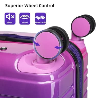 LARVENDER Luggage Sets 6 Piece, Expandable PC+ABS Hardside Multicolor Suitcase Sets with TSA Lock Double Spinner Wheels, Midnight Berry - Image 6