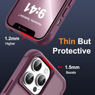 SKYLMW Compatible with iPhone 12 Pro Max Case & iPhone 13 Pro Max Case with Invisible Magnetic O-Ring Stand Translucent Phone Cases 6.7" [Compatible with Mag-Safe][Great Grip Feeling], Wine Red - Image 6