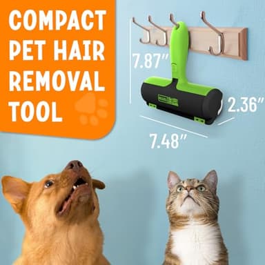 Triton Pet Hair Removal Tool w/Fur Trapping Compartment, 60% Smaller Storage Size, Reusable Shedding Roller, Cat and Dog Hair Remover for Car, Furniture, Carpet, Couch (Green) - Image 2