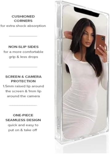 FLAUNT Official Square Protective Case - Compatible with iPhone 15 Pro Max - Compatible with MagSafe - Drop-Tested & Shockproof - The Official Square Phone Case (Geo White Mother of Pearl) - Image 3