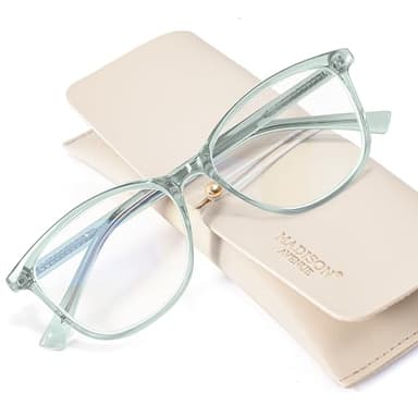 Madison Avenue TR90 Blue Light Blocking Glasses Anti Eyestrain UV Glare Blue Light Glasses for Women TV Phone Computer Gaming Eyeglasses (Transparent Green) - Image 1