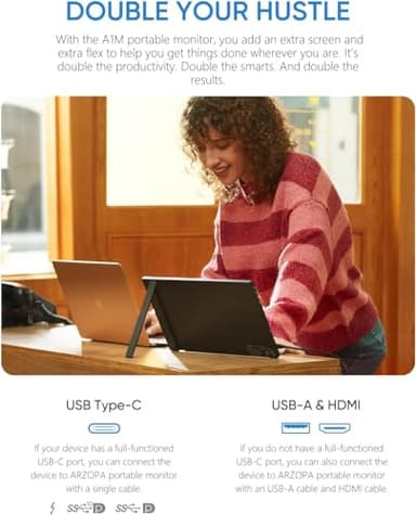 ARZOPA 17.3" Portable Monitor, 1080P FHD 103% sRGB IPS Gaming Monitor Laptop Monitor with Built-in Kickstand HDMI USB C External Screen for PC Mac Phone Xbox PS5 - A1M - Image 7