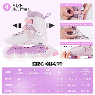 SWAY Adjustable Inline Skates for Kids, Teens and Adults, All Wheels Light Up High Performance Roller Skates for Boys and Girls Ideal for Roller Skate (Purple, Large-Youth & Adult（4-7 US）) - Image 2