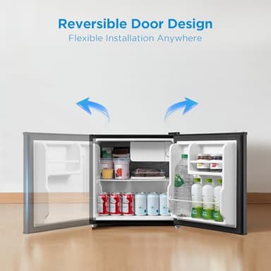 Midea WHS-65LB1 Compact Single Reversible Door Refrigerator, 1.6 Cubic Feet(0.045 Cubic Meter), Black - Image 5