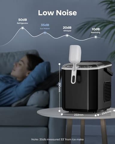 Silonn Ice Maker Countertop, Portable Ice Machine with Carry Handle, Self-Cleaning Ice Makers with Basket and Scoop, 9 Cubes in 6 Mins, 26 lbs per Day, Ideal for Home, Kitchen, Camping, RV - Image 7