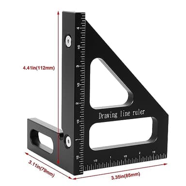KETIPED Imperial 3D Multi-Angle Measuring Ruler,45/90 Degree Aluminum Alloy Woodworking Square Protractor, Miter Triangle Ruler High Precision Layout Measuring Tool for Engineer Carpenter,003BK - Image 2