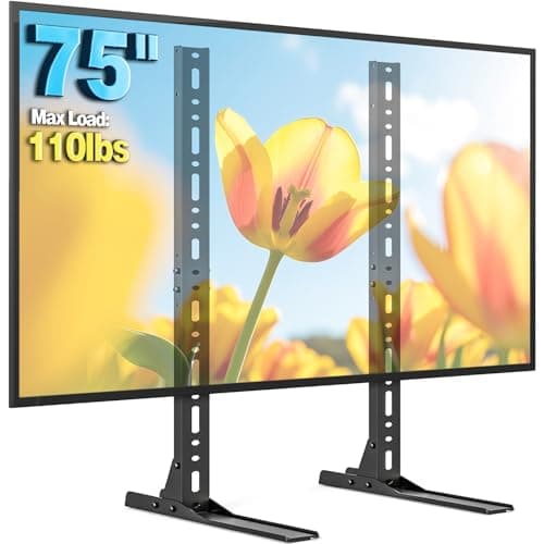 Rfiver Universal TV Stand for 20-75 inch Flat Curved TVs, Height Adjustable Table Top TV Stand, TV Feet with Cable Management,Steel Replacement TV Legs Holds up to 110 lbs, Max VESA 800x600mm, Black - Image 1