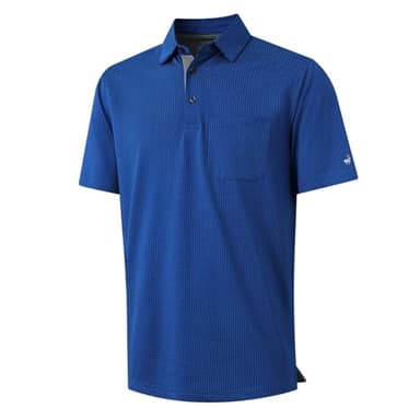 Rouen Golf Polo Shirts for Men Short Sleeve Casual Collared Quick Dry Fit Moisture Wicking Pocket Men's Polo Shirt Cobalt - Image 1