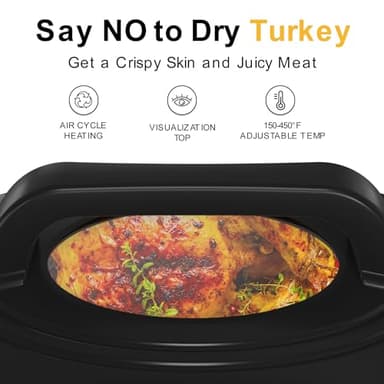 Sunvivi Roaster Oven, Electric Roaster Oven with Viewing Lid, 30lb 26-Quart Turkey Roaster with Unique Defrost/Warm Function, Large Roaster with Removable Pan & Rack, Stainless Steel, Silver - Image 5