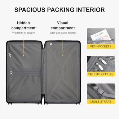 LEVEL8 Trunk Luggages, 28 Inch Luggage with Spinner Wheels, Luminous Textured Checked Large Hard Shell Lightweight with Tsa Lock, Navy - Image 9