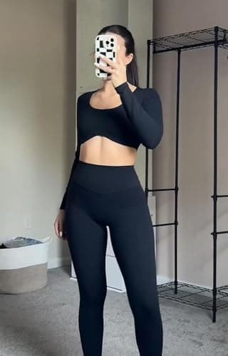 Aoxjox High Waisted Workout Leggings for Women Tummy Control Buttery Soft Yoga Metamorph Deep V Pants 26" (Black 3 Pieces Pack, Medium) - Image 2