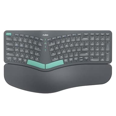 Nulea Wireless Ergonomic Keyboard, Split Keyboard with Cushioned Wrist Rest, Bluetooth and USB Connectivity, USB-C Rechargeable, Compatible with Windows Mac - Image 1