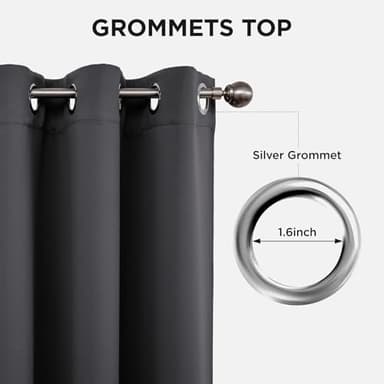 Joydeco Blackout Curtains 72 Inch Length, Grey 52 ×72 Curtains for Bedroom, Thermal Insulated Long Curtains & Drapes 2 Burg, Room Darkening Grommet Drapes for Living Room Window, 2 Panels Set - Image 2