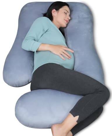 MOON PARK Pregnancy Pillows for Sleeping - U Shaped Full Body Maternity Pillow with Removable Cover - Support for Back, Legs, Belly, HIPS - 57 Inch Pregnancy Pillow for Women - Grey - Image 1